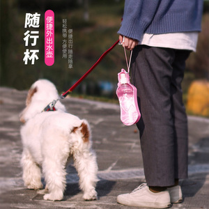 Bouteille d'eau portable pour animaux de compagnie avec bol pour chiens et chats, utilisation en extérieur, rose, vert, bleu ciel, jaune, rouge - Product Image 2