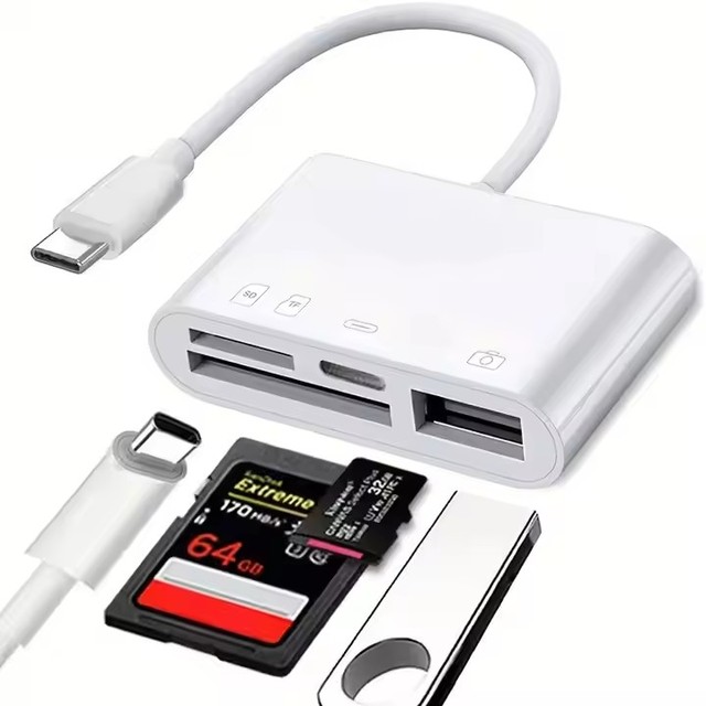 Wholesale USB C Hub Connector 3 in 1 Memory Card Reader 3 Slot SD TF PD OTG Adapter for iPhone iPad Trail Game Android Devices