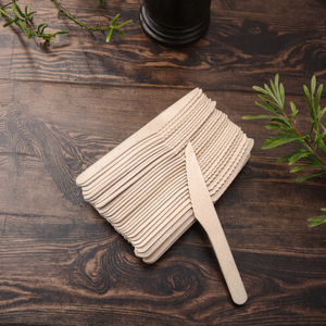 Juego de cuchillos desechables de madera de abedul biodegradables impresos con logotipo personalizado, 140mm y 165mm, cubiertos de viaje compostables a granel para Cocina - Product Image 3