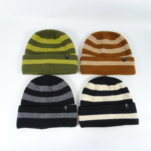 Vêtements Vintage Garçon Bonnet de Neige Noir Beige Mixte <span class=keywords><strong>Toque</strong></span> à Rayures - Product Image 2