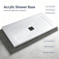 Base de douche en acrylique OEM à profil bas, bac de douche accessible antidérapant, taille personnalisée, fabricant d'usine pour salles de bain