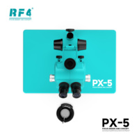Mikroskop Stereo Trinokuler RF4 PX-5 7X-50X Zoom untuk Perbaikan PCB, Solder, dan Inspeksi Ponsel dengan Port Kamera