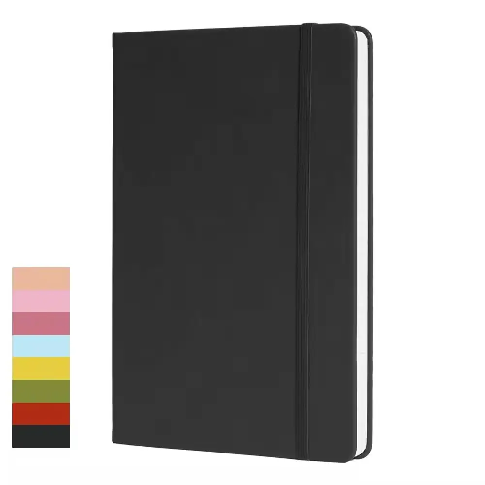 Caderno de couro PU com faixa elástica para estudantes, diário de capa dura A5 para escola e escritório com logotipo personalizado