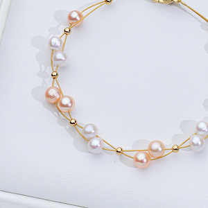 WENCHI Women's <b>Fashion</b> <b>Wrap</b> <b>Bracelets</b> New Wholesale Natural Freshwater Pearl Purple AAA Romantic Style Gift Wire 30g - Product Image 2