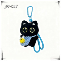 Porte-clés en peluche chat noir mignon, breloque de sac abeille, jouet couineur, cordon tressé à la main, animal en peluche doux, tirette de fermeture éclair hypoallergénique Nexus