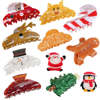 Accessoires de cheveux de Noël à motif animalier de dessin animé, pinces à cheveux élégantes en acétate de cellulose avec design en forme de griffe
