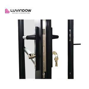 Porta d'ingresso in vetro con doppio vetro temperato a doppia porta francese in alluminio con telaio in vetro porta d'ingresso insonorizzata - Product Image 4