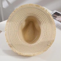 Topi Jerami Panama Wanita, Rumput Alami, untuk Memancing, Aktivitas Luar Ruangan, Liburan Musim Panas, Pantai, Keluarga, Pelindung Matahari, Versi Korea, Rumbai, Bergaya Etnik