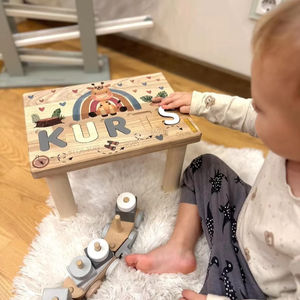 Tabouret Nom Puzzle Montessori Jouets 1er Anniversaire Cadeau Cadeaux Personnalisés Jouets Escabeau Enfants Meubles Cadeaux Toddler Chair - Product Image 1
