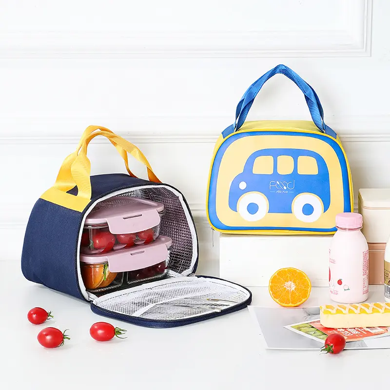 Sanne — sac à Lunch pour enfants, grande contenance, motif dessin animé, Bus, impression colorée, isolation thermique, fourre-tout, glacière