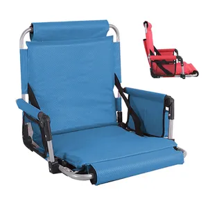 Durable Portable Folding Metal Stadium Chair With Padded Seat And Pockets For Stadium Seating