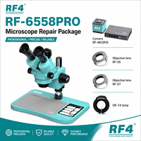 Microscope stéréoscopique trinoculaire RF-6558PRO-4KC6FIS avec caméra 4K et éclairage annulaire LED pour usage industriel, réparation de matériel informatique et de cartes PBC