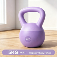 Kettlebell violet 6 kg 13 lb en fer avec revêtement antidérapant pour femmes, entraînement complet du corps, squats, kettlebells pour débutants, entraînement à domicile