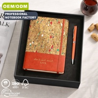 Großhandel Firmengeschenk-Set Box Umweltfreundliches Kork PU-Leder A5 Hardcover Notizbuch mit Gummiband und Stift mit Individuellem Logo
