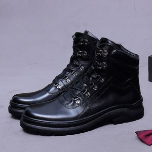 Nouvelles Bottes Martin Hiver 2026 - Bottes de Moto Tendance en Cuir avec Semelles Épaisses et Embout Renforcé pour Hommes - Product Image 3