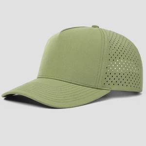 Vente en gros de chapeaux de golf à 5 panneaux personnalisés Gorras Sports de performance Trou découpé au laser Toile résistante imperméable Sport Hip Hop - Product Image 2