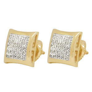 Boucles d'oreilles en or jaune 10 carats à la demande avec diamants ronds cultivés en laboratoire avec clarté VS pour femmes à prix abordable - Product Image 1