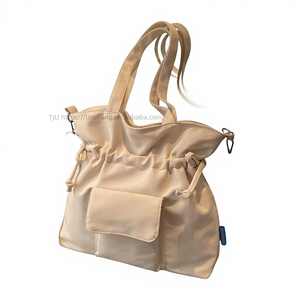 Korean-Style Zipper Closure Solid Color Canvas Women's Shoulder/Crossbody Tote <b>Bag</b> Casual Handheld Underarm Winter Tanjing - Product Image 1