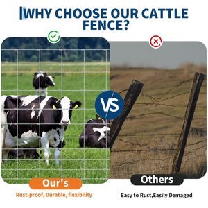 GarveeLife Cattle Fence 5Ft X 164Ft 12 Gauge Galvanized Woven <b>Wire</b> <b>Mesh</b> Hinge Knot Livestock Fencing For Cattle Goat Sheep - Product Image 6