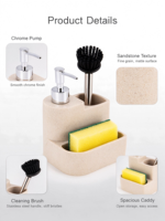 Distributeur de savon manuel finition pierre de grès, bouteille rechargeable pour évier de cuisine et lavage de la vaisselle