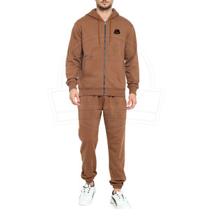 Ensemble de survêtement d'hiver pour homme en coton 100% de haute qualité, léger, couleur unie, respirant, avec logo imprimé et motifs teintés - Product Image 1