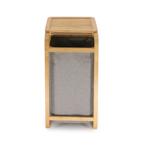 Bamboo <b>Laundry</b> Basket 45x63x79cm Three Layer <b>Storage</b> With Canvas Liners For Bathroom Closet <b>Organization</b> - Product Image 4