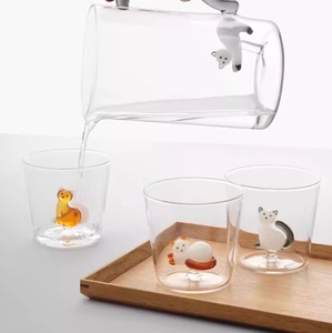 Taza de agua de cristal de gato lindo creativo personalizado taza transparente de mujer - Product Image 5