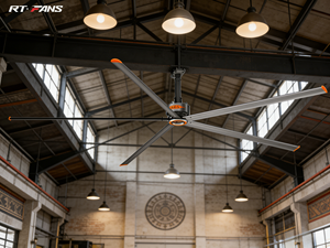 Ventilateur de plafond HVLS RTFANS 24 pieds, grand ventilateur industriel pour entrepôt, options de taille pour grands espaces 5,5 / 6,1 / 7,3 mètres, options de tension 220V / 380V - Product Image 6