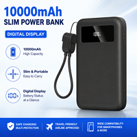 10000mAh Schnellladende Powerbank mit Integriertem Typ-C-Kabel Digitale Prozentsanzeige Flugfreundliches Tragbares Ladegerät mit Individuellem Logo