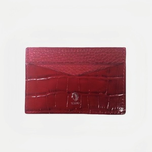 Kişiselleştirilmiş lüks hakiki kabartmalı timsah desen deri kadın erkek özel logo ince Minimalist kredi kartlıklı cüzdan - Product Image 4