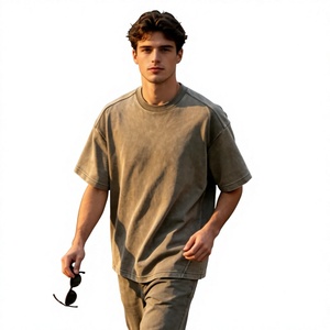เสื้อยืดคอกลมแขนสั้นผ้าฝ้ายลำลองสีแดงเลือดหมูสไตล์วินเทจสำหรับผู้ชายไซส์ใหญ่ - Product Image 2