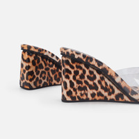 XINZI RAIN Vente en gros Sandales d'été à bout ouvert pour femmes avec lanière en PVC transparent à imprimé léopard pour femmes