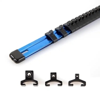 Support de douille standard en aluminium SAE, jeu de 3 pièces Rails de douille de 1/4, 3/8, 1/2 pouces Organisateur d'outils magnétiques