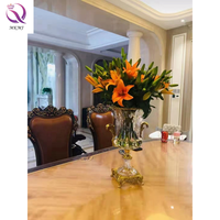 Juya — Vase de fleurs rond en métal et laiton, style américain, luxueux, pour décorer la maison, le bureau, couleur or ou cristal