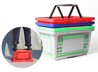 Panier de courses en plastique durable avec 2 poignées, capacité de 20 L, facile à transporter pour les supermarchés et les épiceries
