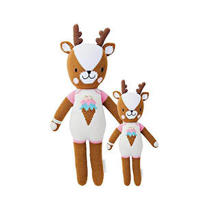 Peluche Personalizzato a Forma di Cervo Lavorato a Maglia, Unisex, con Gambe Lunghe, Imbottito in Cotone PP, Confezionato in Sacchetto OPP per la Vigilia di Natale! - Product Image 3