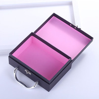 Valise en carton rigide et personnalisée avec poignée en métal, coffret de rangement pour cadeaux, bijoux, emballage