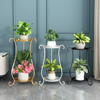 Support pour plantes moderne en métal à 2 niveaux pour l'intérieur Grand support pour pot de fleurs écologique Étagère Simple Classique pour la décoration intérieure Shopping
