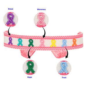 12 pièces rose bracelets de sensibilisation au cancer du sein foi espoir <span class=keywords><strong>Cure</strong></span> bracelet brodé femmes à la main gland tressé corde - Product Image 4