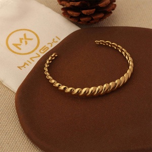 Water Proof Chunky Real <b>Solid</b> <b>Gold</b> Hinged <b>Bangles</b> Stainless Steel Anti Tarnish Jewelry <b>Bangles</b> for Men Women - Product Image 2