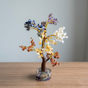 NOBLESTONE GEMS Figurine d'arbre en pierres précieuses, ornements de guérison sculptés en cristal, enveloppés de fil, décoration de bureau Feng Shui - Product Image 2