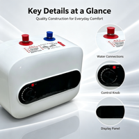 Petit chauffe-eau sous comptoir avec thermostat numérique pour cuisine, lavage des mains et usage domestique