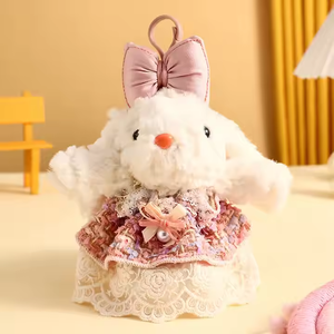 Keychain Cartoon Stuffed Sweet Bunny Car Creative Metal Plush School Bag Ornament Small Gift for Wholesale Custom Key Chain