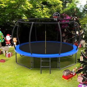 Trampoline <span class=keywords><strong>de</strong></span> style citrouille <span class=keywords><strong>de</strong></span> 12 pieds bleu, trampoline <span class=keywords><strong>de</strong></span> haute qualité avec panneau <span class=keywords><strong>de</strong></span> basket et sac <span class=keywords><strong>de</strong></span> rangement pour la maison et le <span class=keywords><strong>jardin</strong></span> - Product Image 2