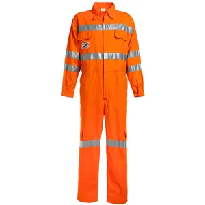 Yüksek kaliteli turuncu yangın geciktirici pamuk emniyet tulumu FR iş giysisi