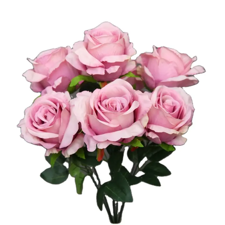 wedding decoration rose bouquet artificial flowers rose bunch 7 pieces for wedding