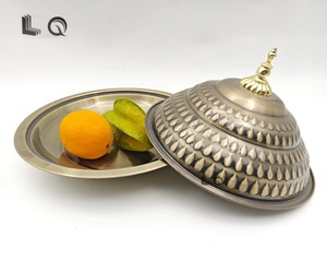 Exquisite Luxury Round Stainless Steel Hotel <strong>Buffet</strong> Dinner Dish Food Plate Restaurant Serving <strong>Tray</strong> <strong>With</strong> <strong>Lid</strong> - Product Image 3