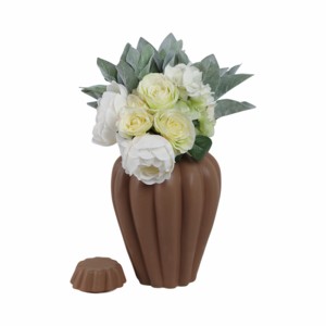 Vaso Scultoreo in Ceramica Scanalata con Coperchio per Arredamento Casa, Soggiorno, Camera da Letto, Ufficio - Product Image 2