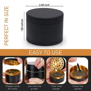 TEMU hot selling rubber paint cigarette <b>grinder</b> 63MM four layer black hand feel paint manual aluminum alloy flat <b>grinder</b> - Product Image 2
