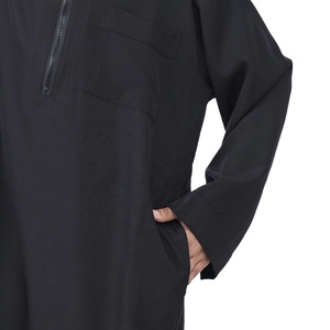 Modest Saudi Dubai musulmán niños oración <span class=keywords><strong>niño</strong></span> Sudadera con capucha Thobes Thawbs <span class=keywords><strong>cremallera</strong></span> frontal Color sólido bolsillos con capucha <span class=keywords><strong>Bata</strong></span> para niños C258 - Product Image 4